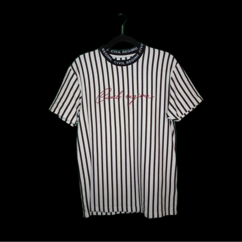 Civil Regime Black and White Striped Tee